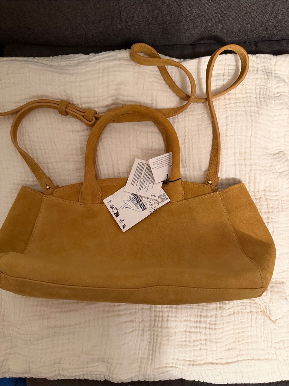 Zara Mustard Suede Shoulder Bag